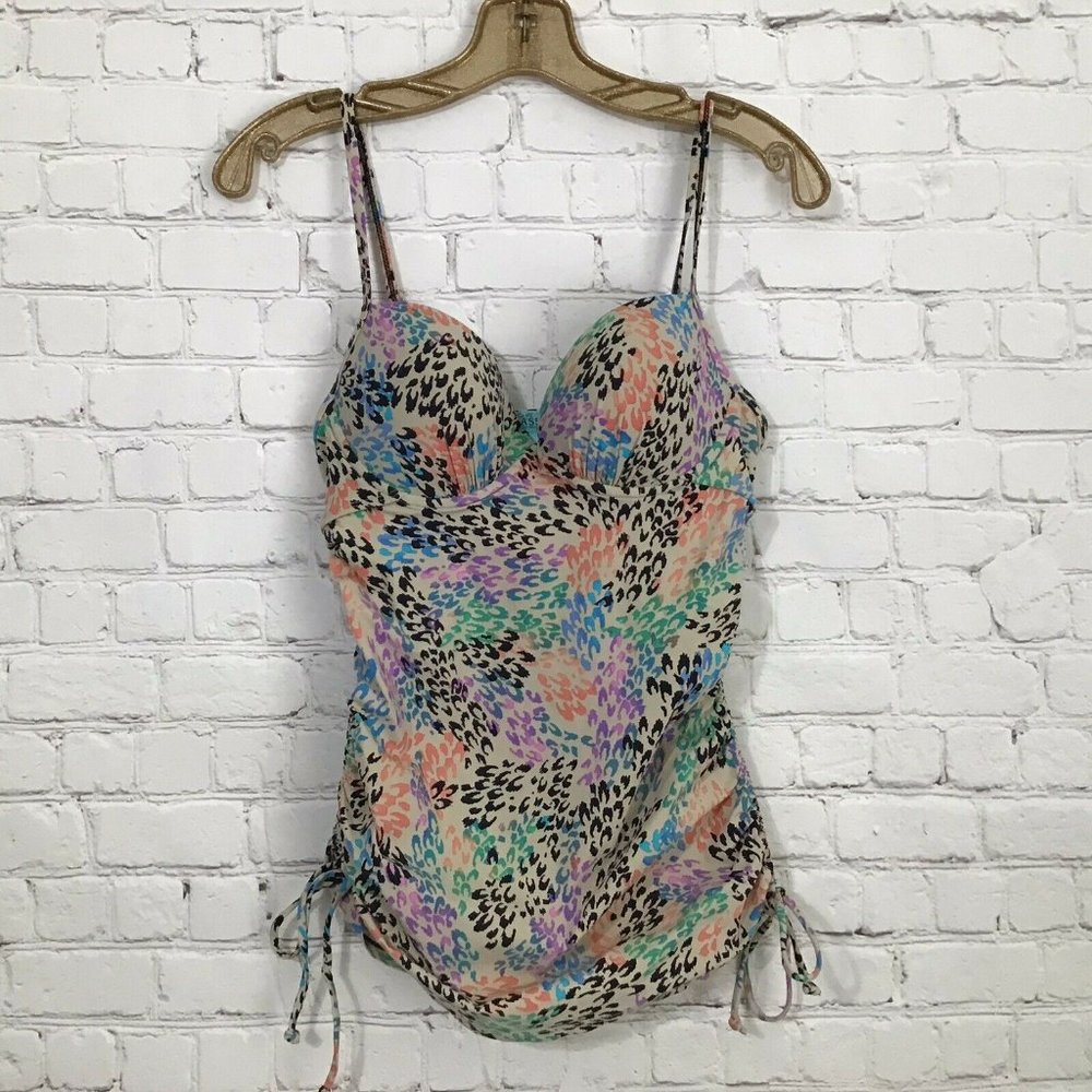 Spanxs Assets Animal Print Push Up Tankini Top M